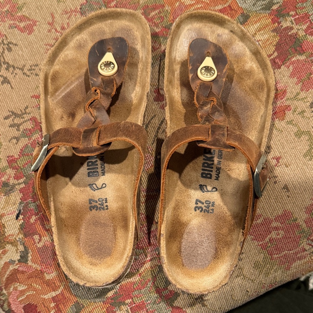 Birkenstock Tan Leather Thong Sandals